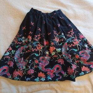 Modcloth Cotton Dragon Print Skirt